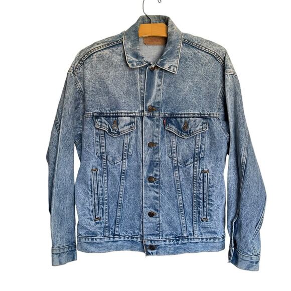Levi's Vintage Trucker Jacket Denim Jean Made in USA Acid Wash 70507-0227 Size S - Picture 1 of 14